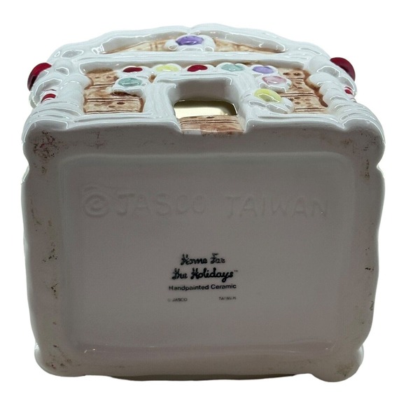 JASCO Candle Holder Gingerbread House Handpainted Ceramic Candy Cottage Vintage - Picture 8 of 15